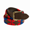  The exclusive Country Direct & Pampeano Royal Artillery Leather Polo Belt, featuring yellow, red, and blue wax thread detailing. 