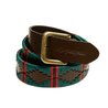 The exclusive Country Direct & Pampeano Rifles Leather Polo Belt, made with the finest leather, featuring red and green wax thread detailing. 