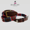 The Country Direct & Pampeano Royal Air Force (RAF) Leather Dog Collar and matching polo belt, made with the finest leather, featuring red and blue wax thread detailing.