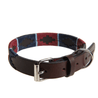 The Country Direct & Pampeano Royal Air Force (RAF) Leather Dog Collar, made with the finest leather, featuring red and blue wax thread detailing.