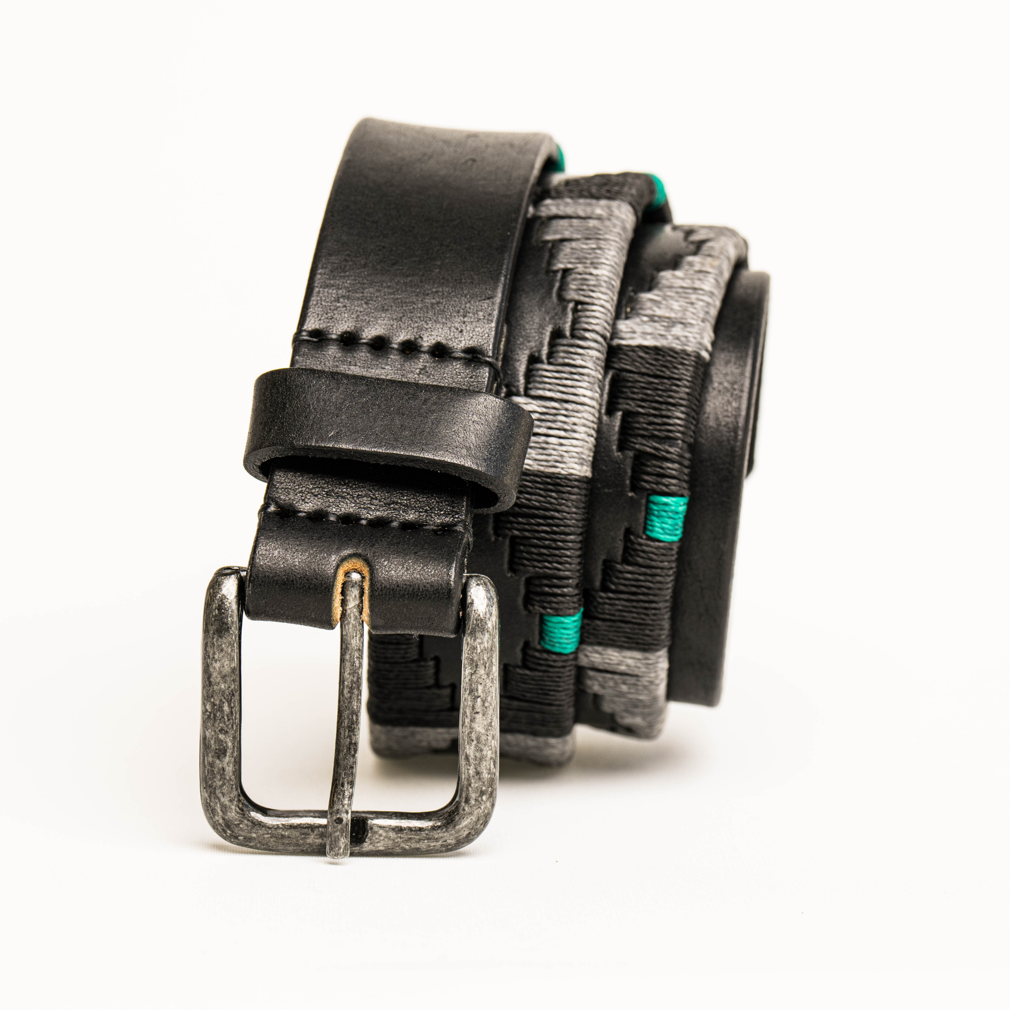 The Country Direct & Pampeano Commando Forces - REORG Leather Polo Belt, with silver buckle and green, grey, and black detailing.