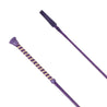 Close-up of the Country Direct Lurex Braided Riding Whip in purple, highlighting the metallic cord and glitter spiral handle with a glitter braided design.
