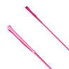 Close-up of the Country Direct Neon Braid Riding Whip in pink, highlighting the braided design, durable plastic handle and webbed wrist loop.